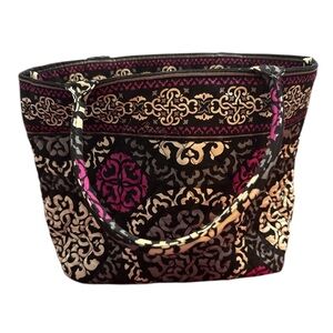 Vera Bradley Black and Pink Canterbury Tote Bag